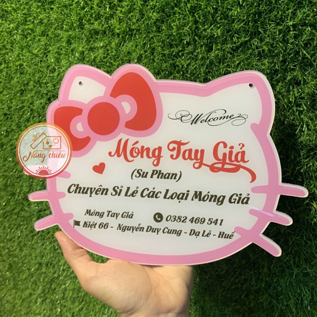 Bảng hiệu mica bán hàng - Mẫu Kitty hồng xinh xắn - thiết kế theo yêu cầu