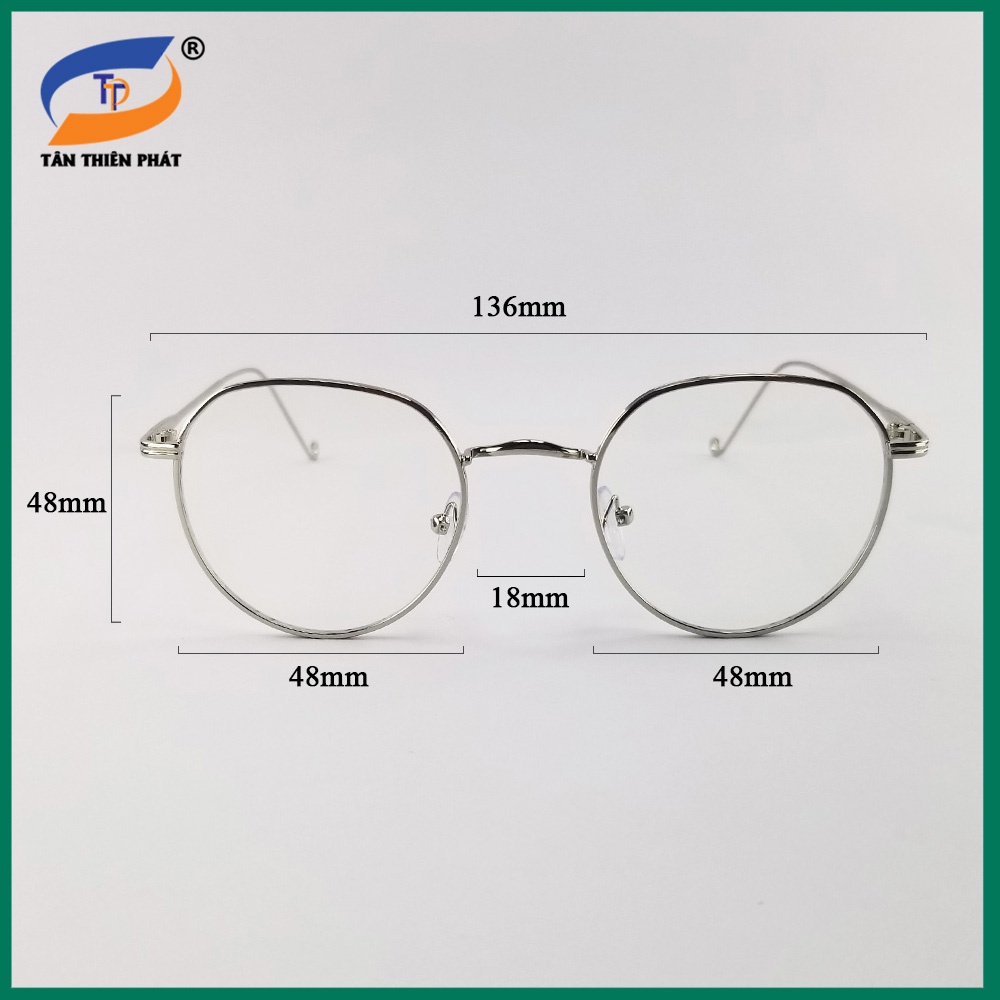 Gọng kính cận nữ, nam mắt giả cận tròn kim loại 3514 màu bạc, vàng, đen. Tròng kính 0 độ chống ánh sáng xanh, tia UV