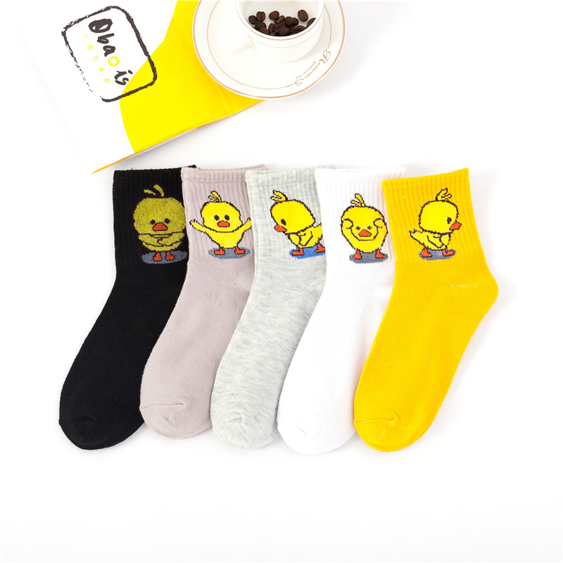 Set 2 Đôi Vớ In Hình Vịt Con Dễ Thương Cho Nữ