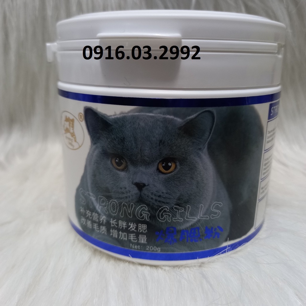 Bột tăng nọng cho mèo Strong Gills 200g, Giữ phom mặt bánh bao