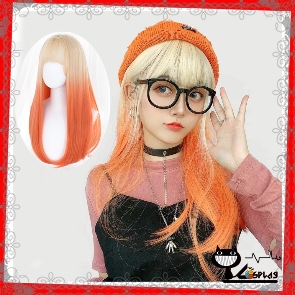 [Sẵn] Wig teen/lolita/cosplay M49 omber cam pha vàng sữa nhạt (tóc giả nguyên đầu dài qua ngực) tại Miu Cosplay