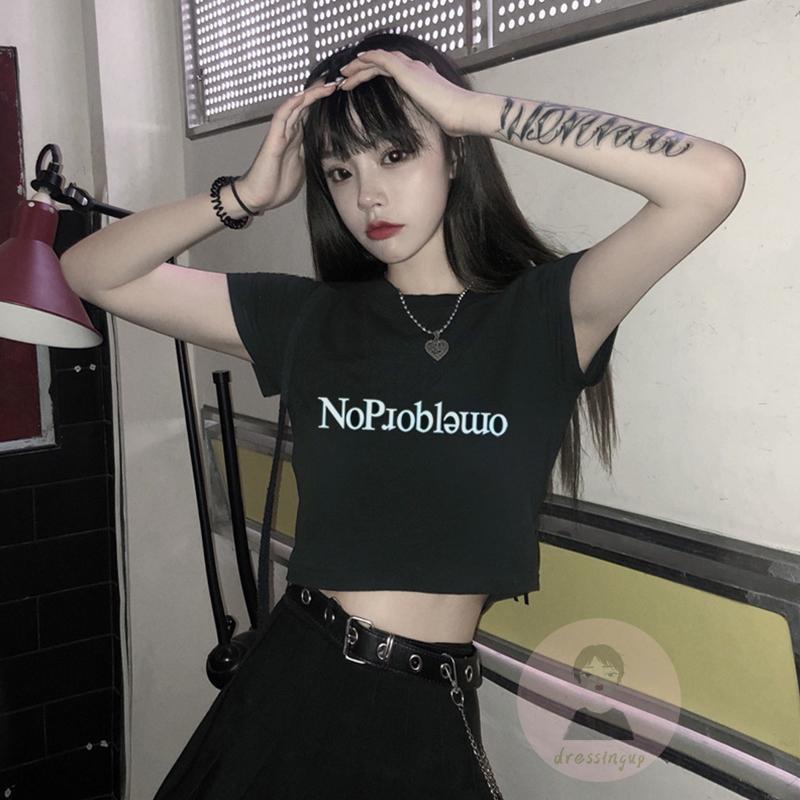 Áo Croptop Ngắn Tay Cổ Tròn Thời Trang Mùa Hè Cho Nữ