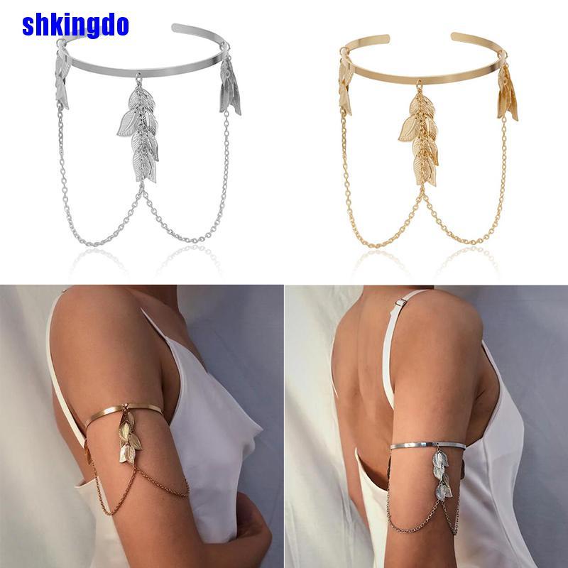 Vòng tay hợp kim hình lá phong cách Boho