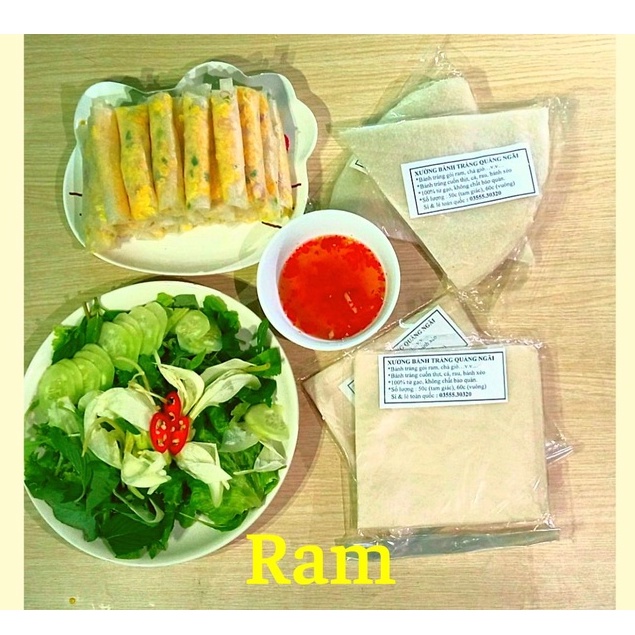 -Bánh Tráng Gói Ram Quảng Ngãi; loại cắt sẵn; mỏng mềm, 50 cái.