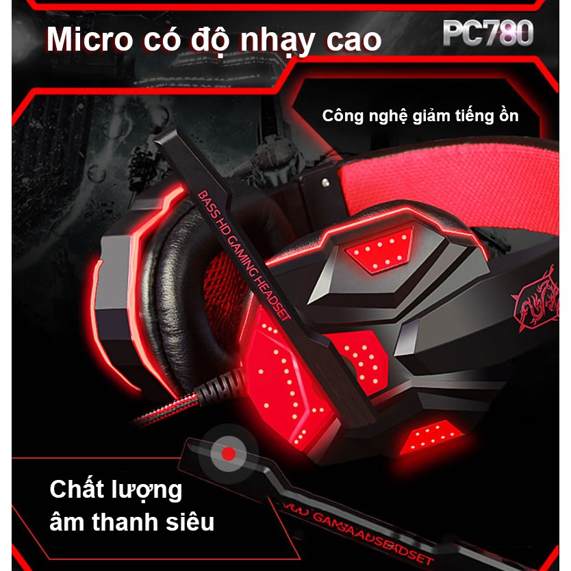 Tai nghe máy tính có mic Plextone PC780 - đèn LED - Có Mic - Headphone gaming - M10001