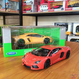 [FRRESHIP]  Mô hình trưng bàysiêu xe Lamborgini-Aventador LP700 tỉ lệ 1:24 màu cam đỏ