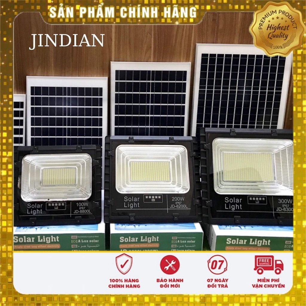 [100% CHÍNH HÃNG JINDIAN] Đèn pha năng lượng mặt trời JINDIAN 300w 200w 100w 60w 40w 25w Bảo Hành 3 Năm