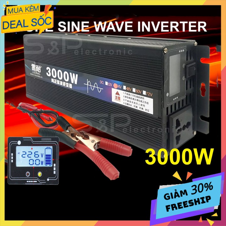 Bộ kích điện sin chuẩn chuyển đổi dòng điện 12v thành AC 220V 3000W