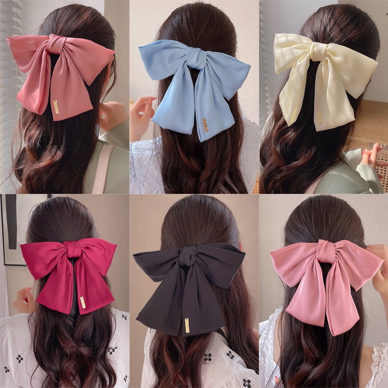 Kẹp tóc đính nơ lớn phong cách Hàn Quốc ngọt ngào dễ thương cho nữ