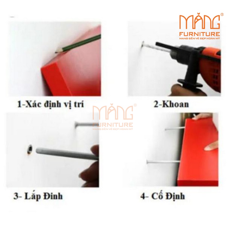 Kệ trang trí treo tường 3 thanh ngang 40x60x80 KTT03