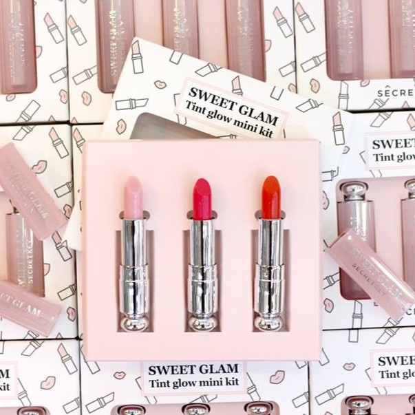 Set son dưỡng có màu Secret Key Sweet Glam Tint Glow mini kit