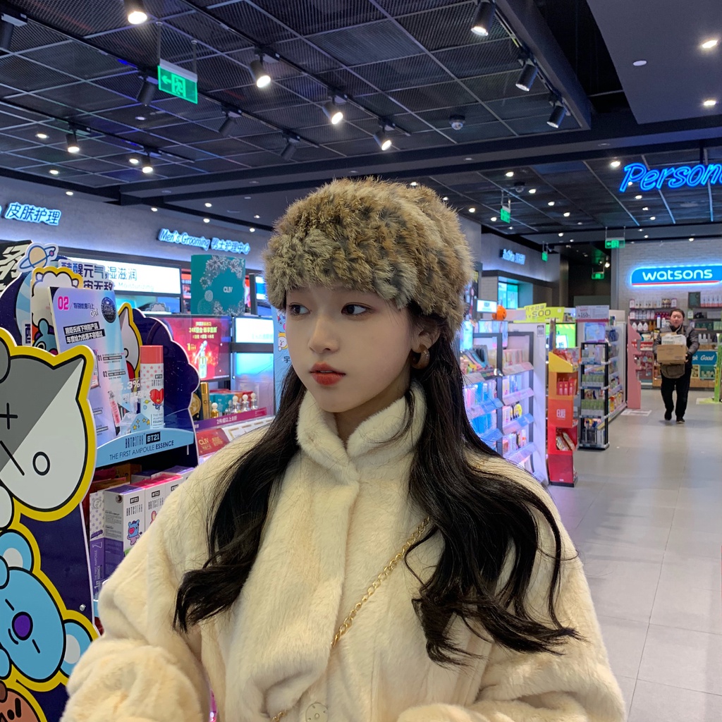 Băng đô bản rộng vải nhung lông thỏ phong cách Hàn Quốc và Nhật Bản siêu xinh đẹp thời trang thu đông ấm áp cho trẻ em