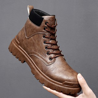 Giày Bốt Martin Cổ Thấp Ngang Mắt Cá Màu Đen / Nâu Phong Cách Sang Trọng Dành Cho Nam