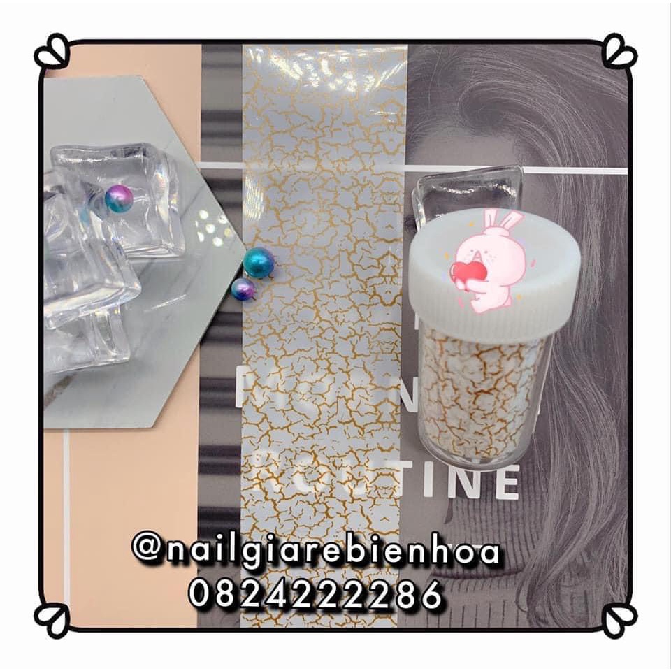 Foil dán móng , foil giả nứt 2 màu trắng đen