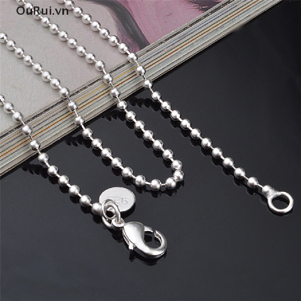 Chuỗi dây hạt tròn mạ bạc 2.4mm 16-24 inch làm dây chuyền dành cho cả nam và nữ