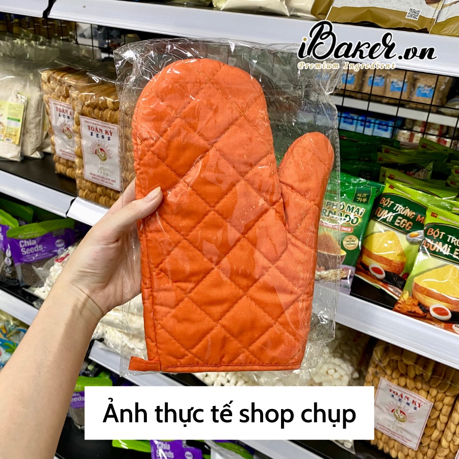 [1 chiếc] Găng tay lò nướng vải màu cam