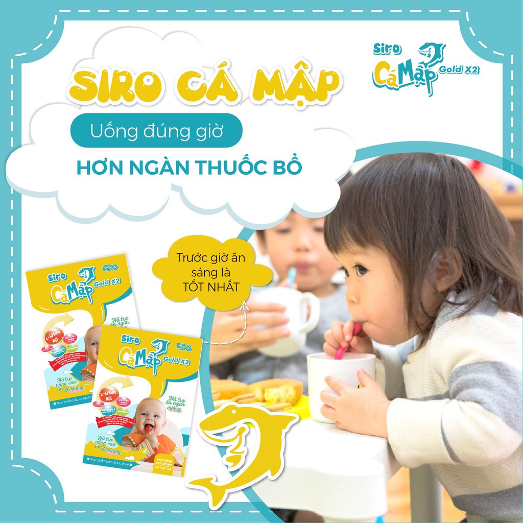 Siro Cá Mập Gold X2 giúp bé mau ăn chóng lớn - 20 gói