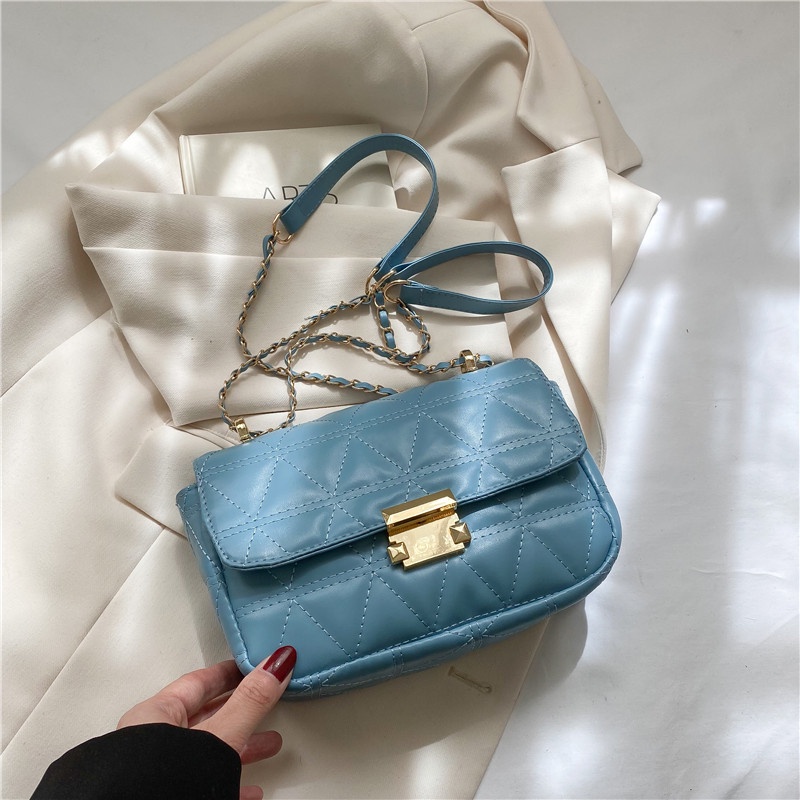 Túi Đeo Chéo Dáng Vuông Nhỏ Màu Trơn Thời Trang Cho Nữ