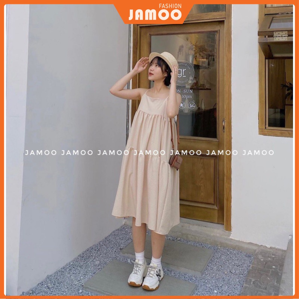 Váy babydoll hai dây ulzzang, Đầm thiết kế Jamoo (hình thật/video/sẵn)