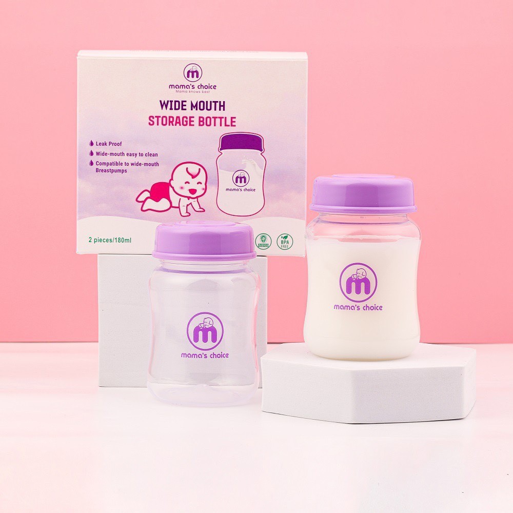 Bình Trữ Sữa/Bình Đựng Sữa cổ rộng Mama's Choice dùng được với máy hút sữa Spectra, Avent, Rozabi