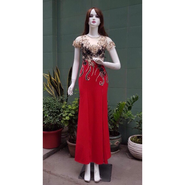 Đầm maxi body dạ hội kết hoa nổi và kim sa TRIPBLE T DRESS- size M/L/XL (kèm ảnh thật) MS28Y