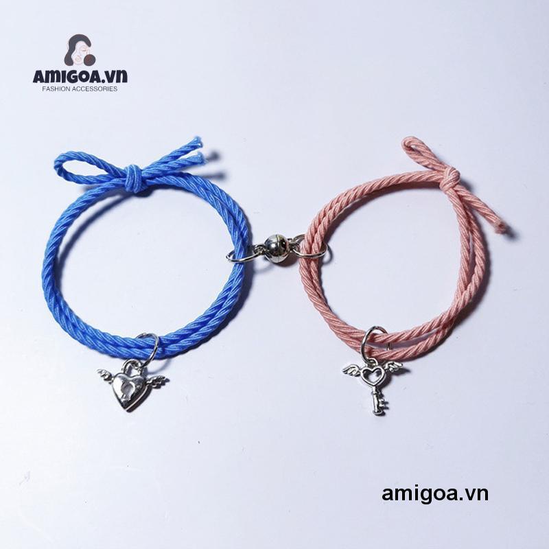 ✨✨Vòng Tay Thép Không Gỉ Mặt Trái Tim Từ Tính Thời Trang Cho Cặp Đôi