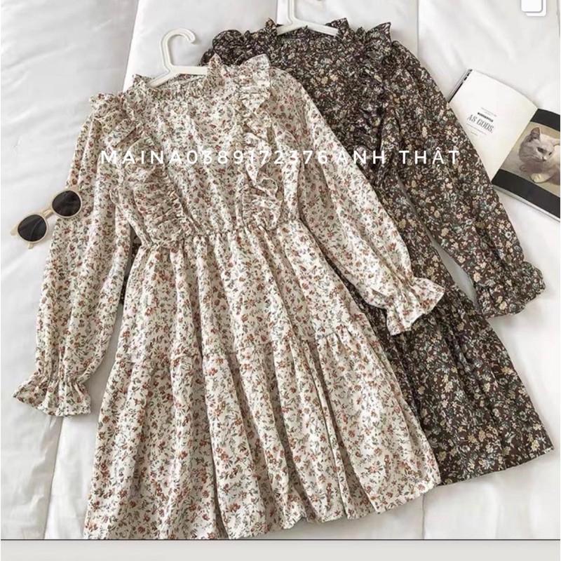 Váy hoa nhí dài tay bèo lolita (ẢNH THẬT/ SẴN )