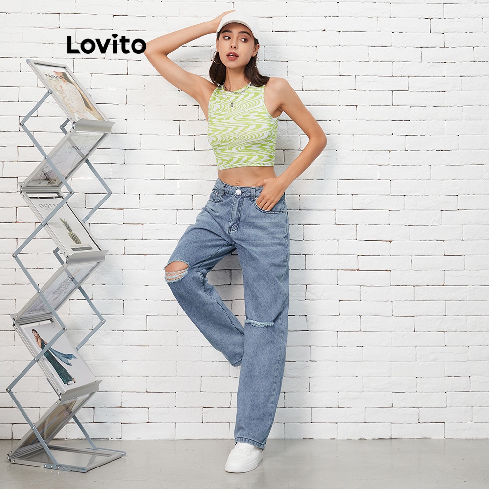 Áo tank top Lovito màu xanh lá L07082 | BigBuy360 - bigbuy360.vn