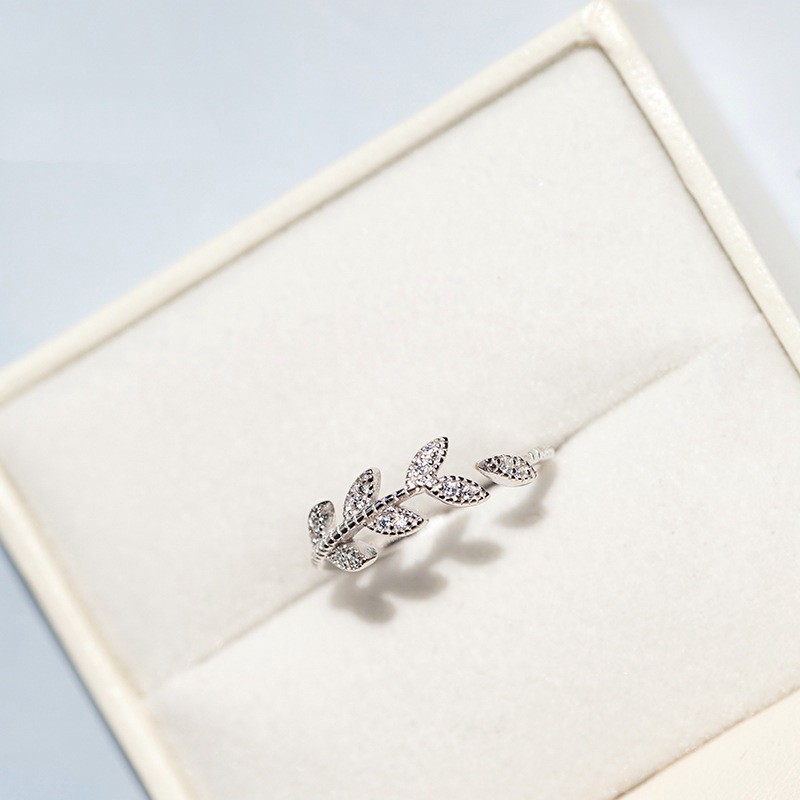 Nhẫn kim loại kiểu chiếc lá thời trang dành cho nữ