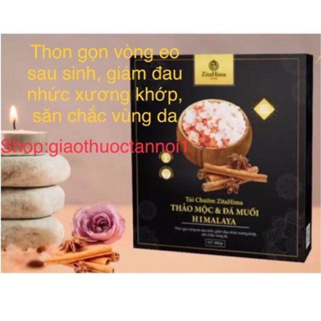 Túi chườm đá muối giảm eo sau sinh ZitaHima gồm đá muối hồng Himalaya và thảo mộc 1000gr