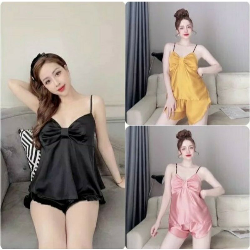 Set Bộ Nữ Satin Mặc Nhà Dễ Thương Nhiều Màu Size 58Kg
