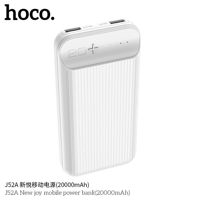 Sạc Dự Phòng Hoco J52A 20000mAh 2 cổng USB, in/out Micro, Type-C - Hàng Chính Hãng