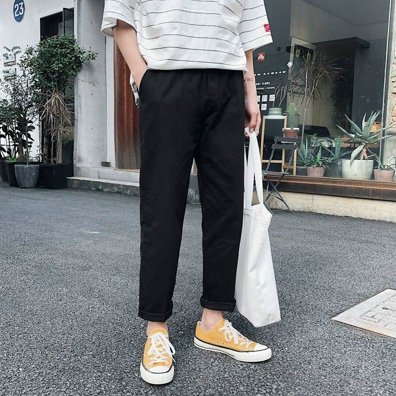Quần Baggy Kaki unisex Basic nam nữ cạp chun ống rộng phong cách Hàn Quốc ulzzang