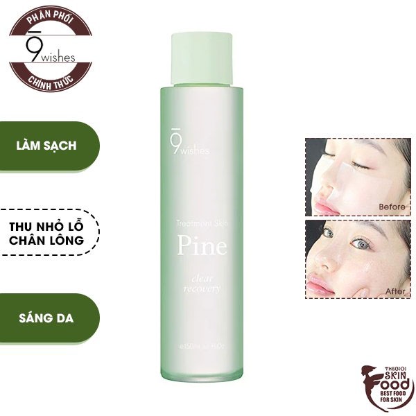 Nước Hoa Hồng Cân Bắng, Làm Sạch, Thu Nhỏ Lỗ Chân Lông 9 Wishes Pine Clear Recovery Treatment Skin 150ml