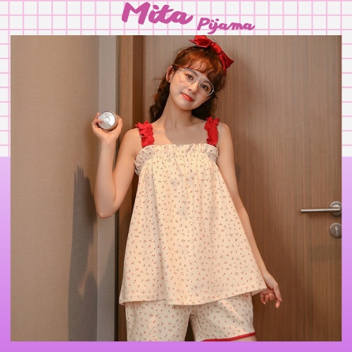 Đồ mặc nhà nữ cotton cao cấp kiểu dáng 2 dây siêu cute dễ thương - DĐ1