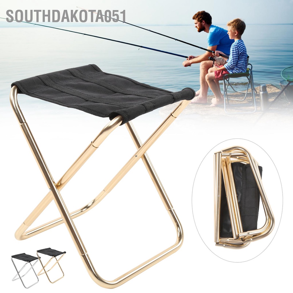 [Hàng Sẵn] Ghế gấp gọn mini di động Hợp kim nhôm ngoài trời câu cá Cắm trại【Southdakota051】