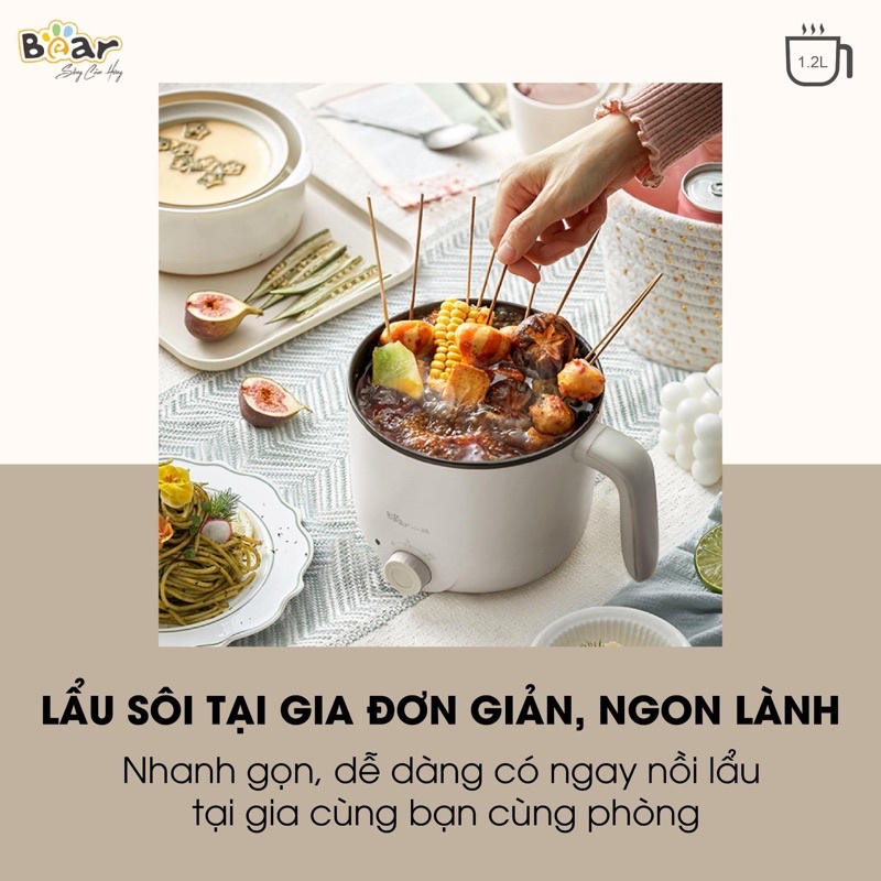 Nồi nấu hấp lẩu điện đa năng mini Bear DRG-C12K1 dung tích 1,2L DRG-D12M5