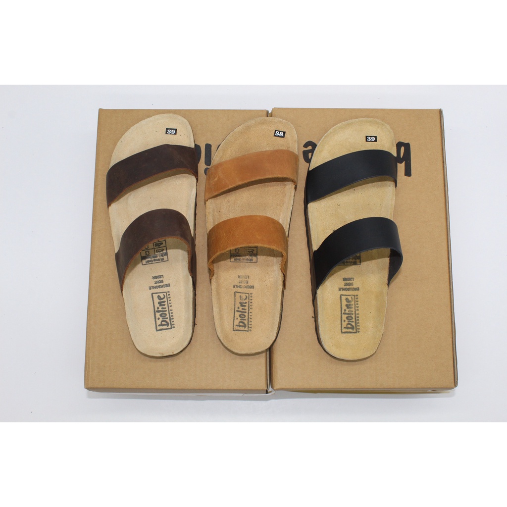 Dép birken vietnam da bò UNISEX xuất khẩu châu âu Mã D18 Bioline