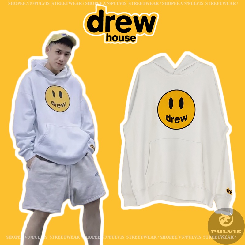 ⚡️[CHỈ 1 NGÀY] - Áo Hoodie Justin Bieber Drew House Mascot Pullover WHITE cao cấp full tag túi, Áo hoodie DREW