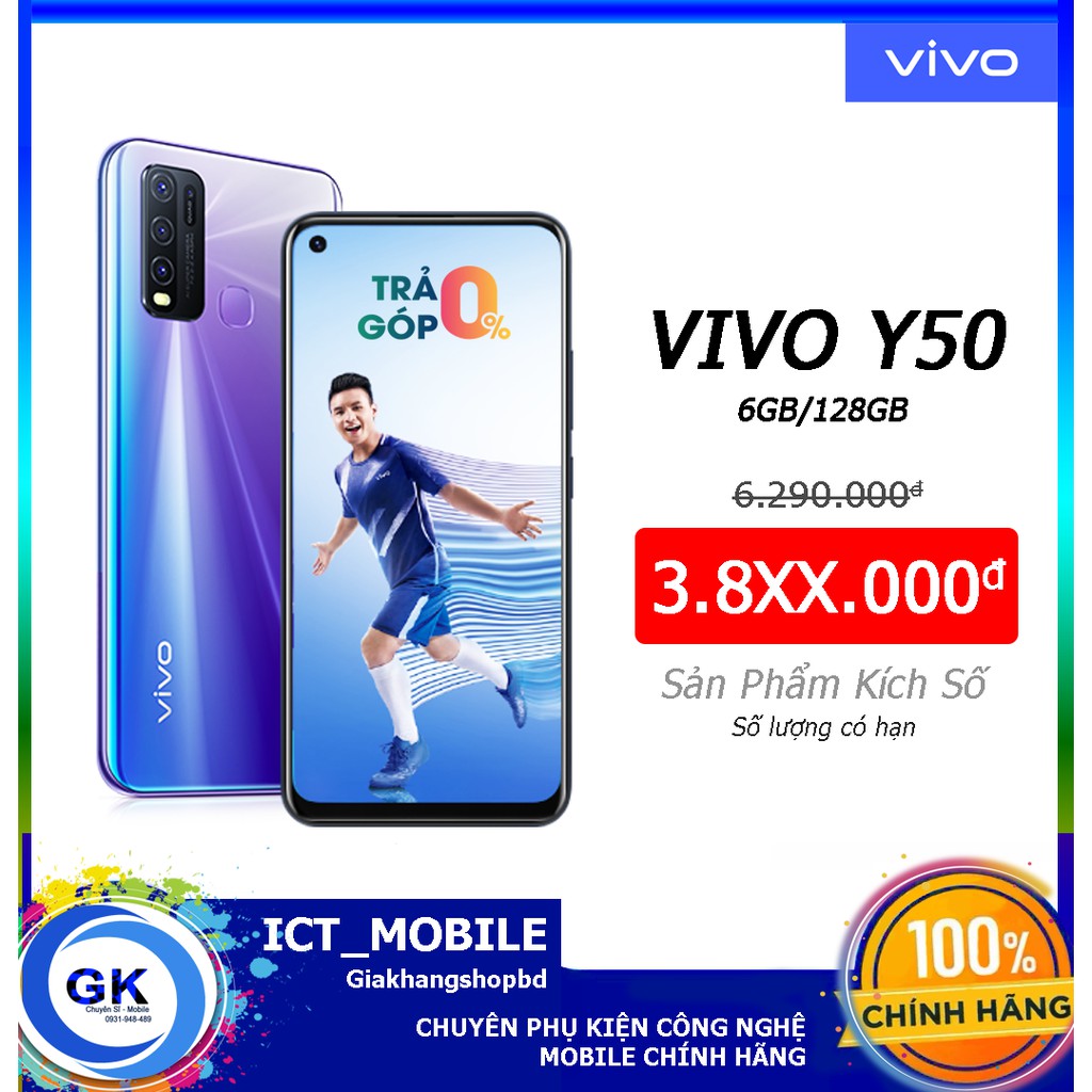 [Nguyên seal] Điện thoại Vivo Y50 8GB + 128GB - Hàng chính hãng