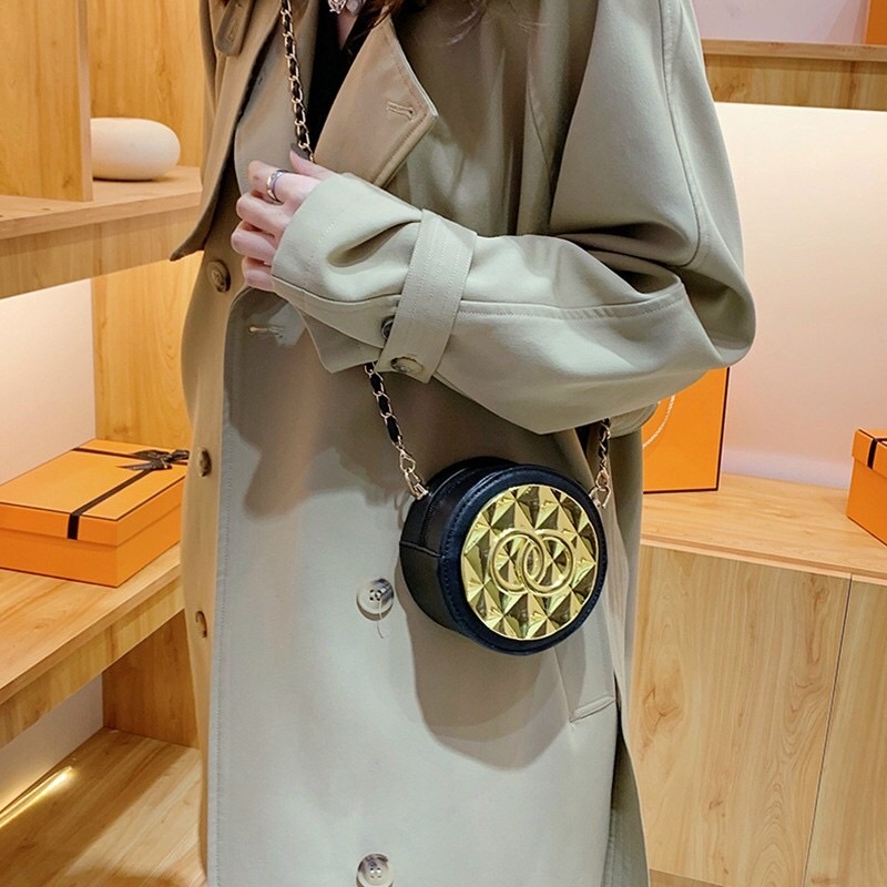 Túi tròn ánh vàng in chữ siêu chất Mã N0422