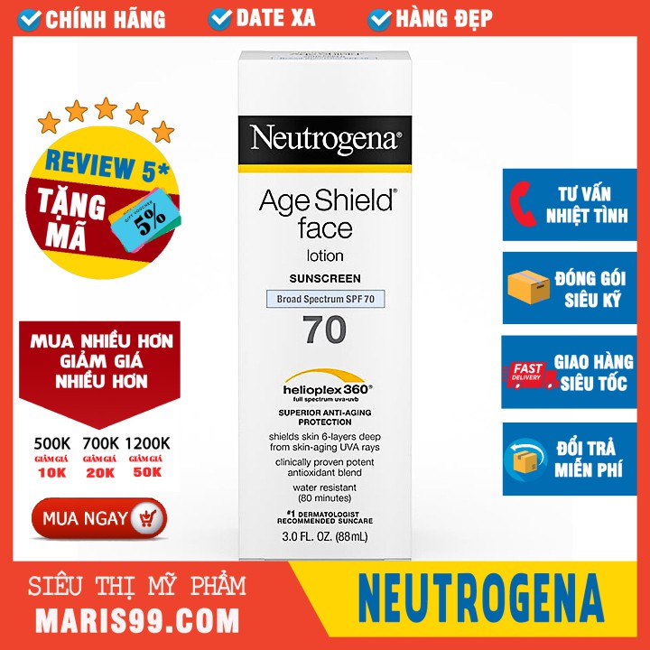 Kem Chống Nắng Neutrogena Age Shield Face Lotion SPF70 (88ml) _ NTG001CN