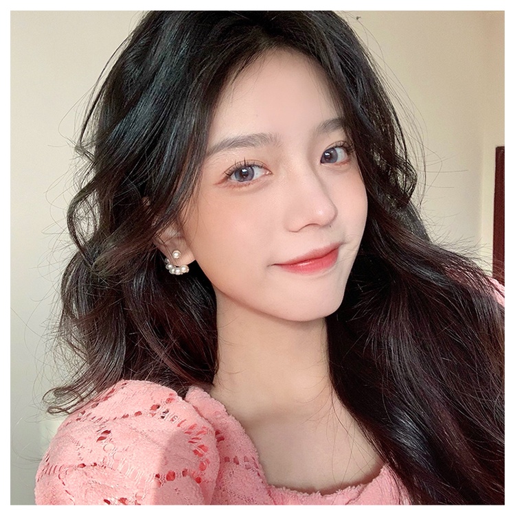 Khuyên Tai Nữ Trang Dáng Cong Đính Ngọc Trai Thời Trang