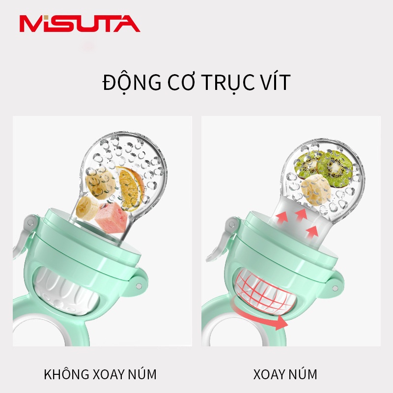 [HCM]Túi nhai ăn dặm chống hóc cho bé Misuta, túi nhai hoa quả cho bé,3 núm nhai-MY-YYLG/P