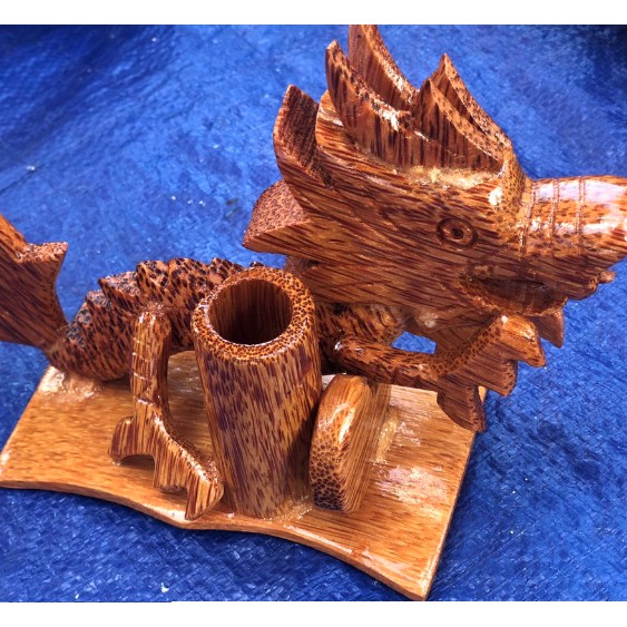 [Có Video] Con Rồng làm bằng gỗ dừa - hũ tăm hình con rồng - mỹ nghệ dừa bến tre