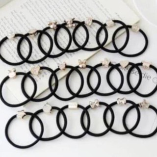 DÂY BUỘC TÓC MÀU ĐEN HẠT VÀNG SIÊU BỀN