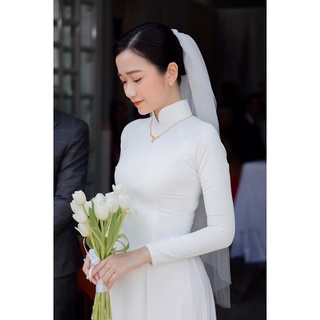 ÁO DÀI CÔ DÂU TRẮNG [Kèm hình thật]