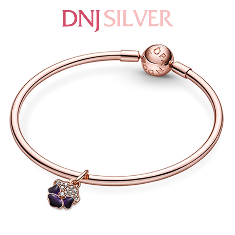 [Hàng cao cấp] Charm bạc 925 cao cấp, hàng chuẩn bạc - Charm Deep Purple Pansy Flower thích hợp để mix vòng tay charm