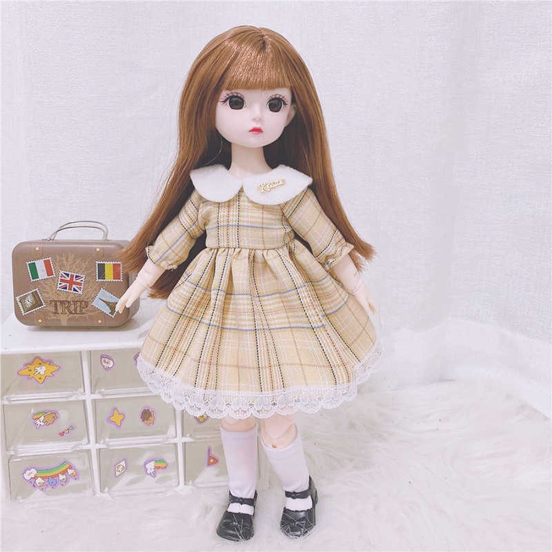 Búp bê Barbie mắt to 3D 30cm