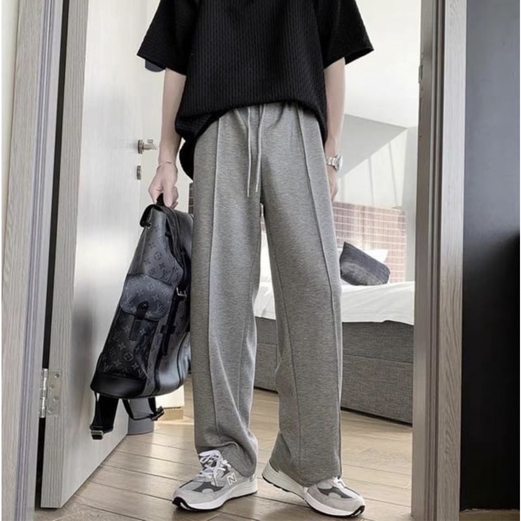Quần Nỉ Ống Suông Dáng Rộng Nam Nữ Quần Nỉ Bông Cotton Xuông Dày Dặn Mặc Thu Đông Ấm Áp Xám Đen Ulzzang Unisex I'm Basic